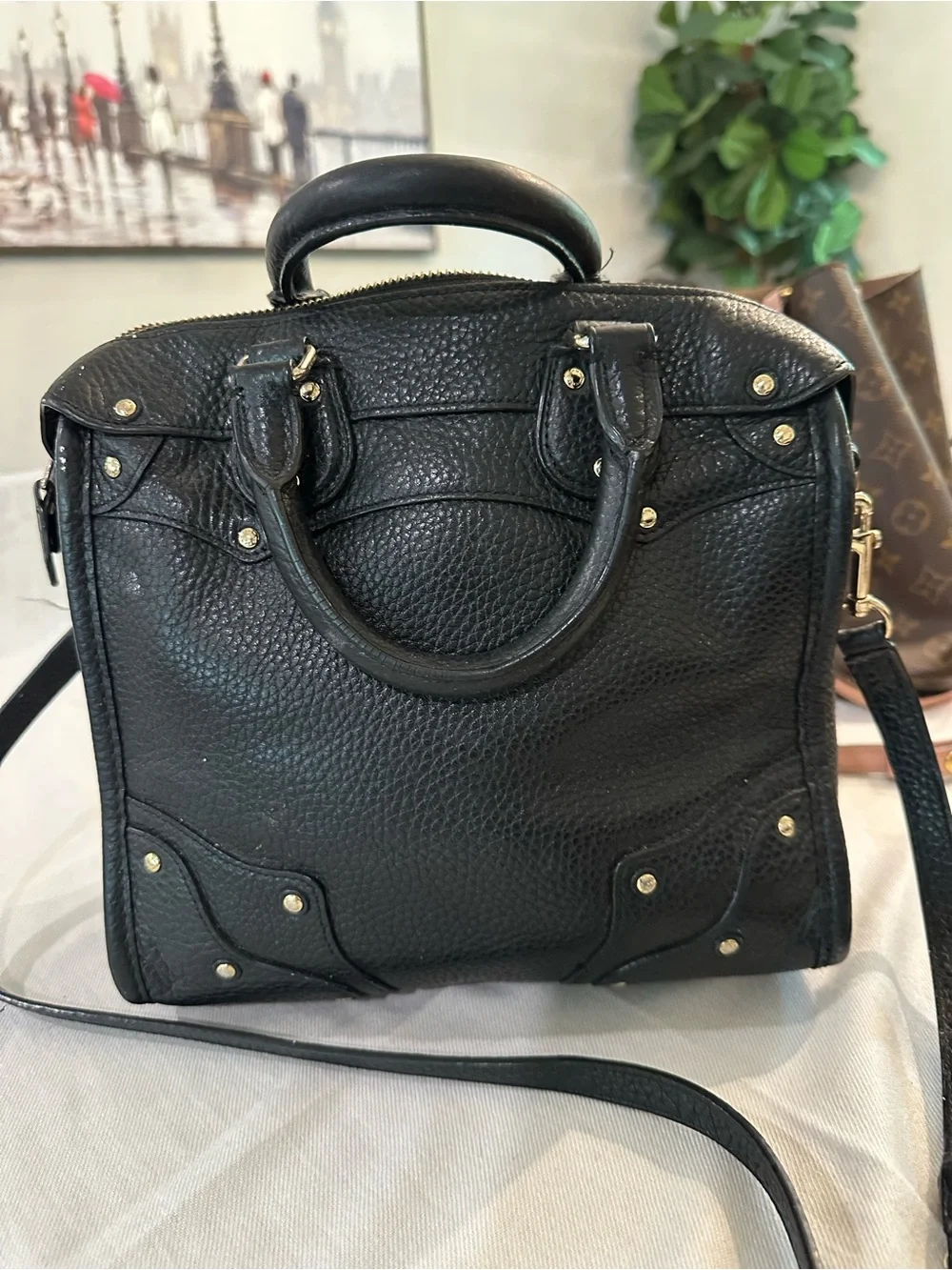 Coach Black Pebbled Leather Satchel with Gold Hardware